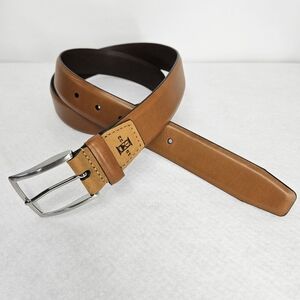 Allen Edmonds Men's 38-42" Belt Brown Smoothe Leather Hand Crafted Silver Buckle